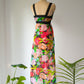 60s Sheer Rainbow Floral Slip Dress / XS-S