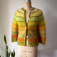 60s Autumnal Rainbow Mohair Cardigan / S