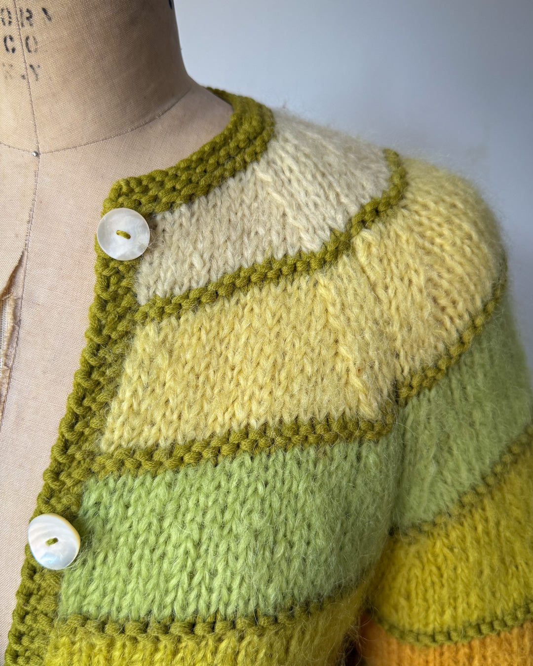 60s Autumnal Rainbow Mohair Cardigan / S