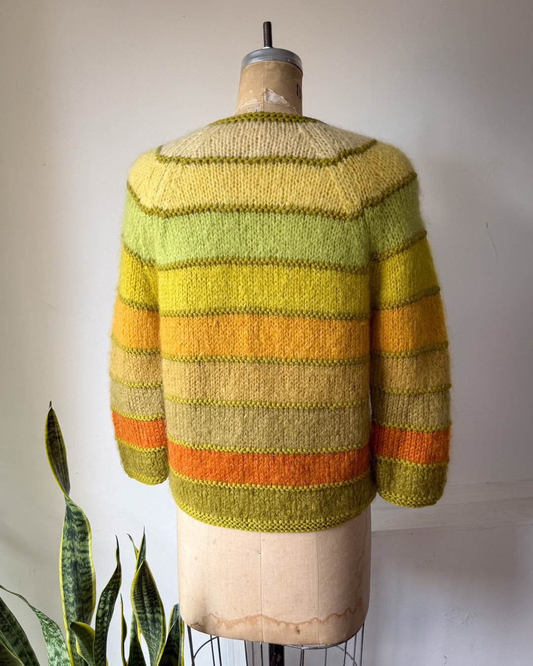 60s Autumnal Rainbow Mohair Cardigan / S