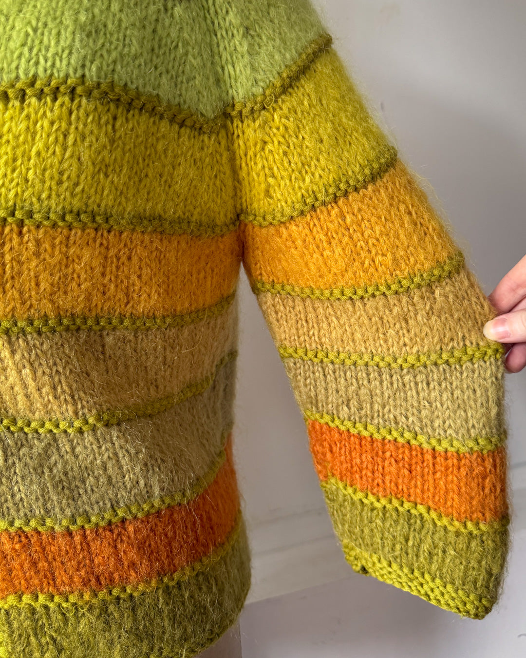 60s Autumnal Rainbow Mohair Cardigan / S
