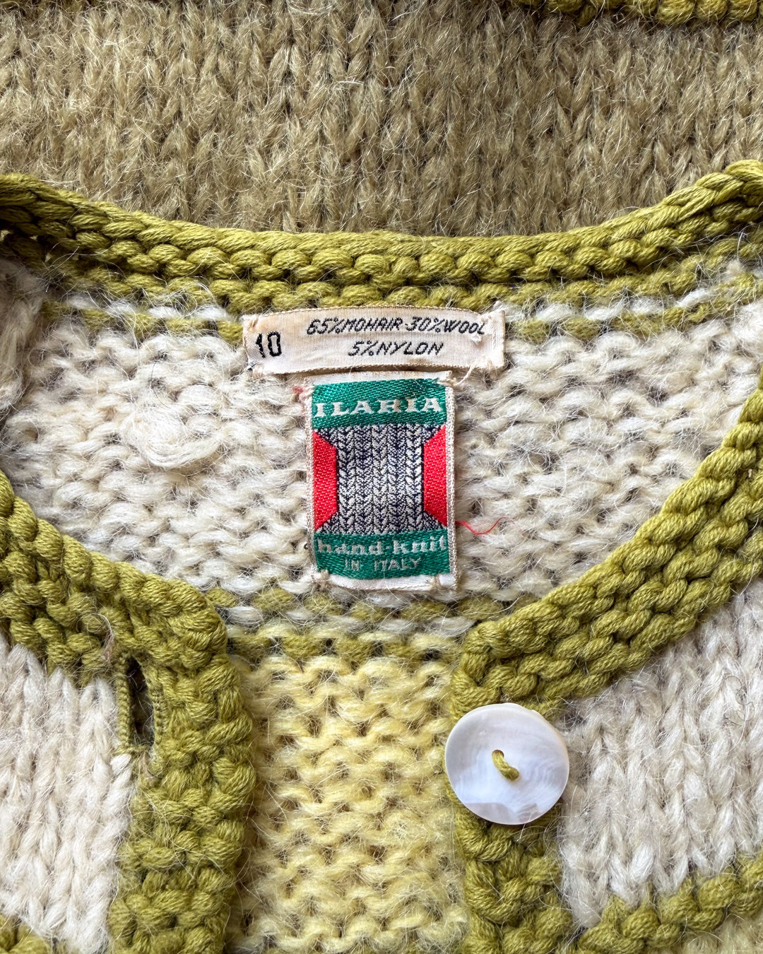 60s Autumnal Rainbow Mohair Cardigan / S