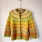 60s Autumnal Rainbow Mohair Cardigan / S