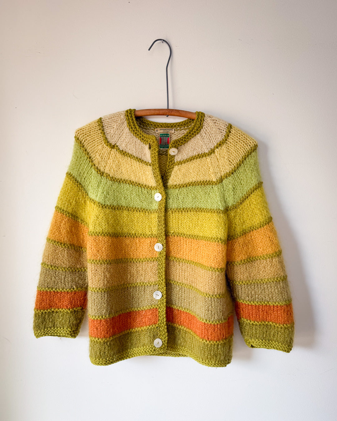 60s Autumnal Rainbow Mohair Cardigan / S