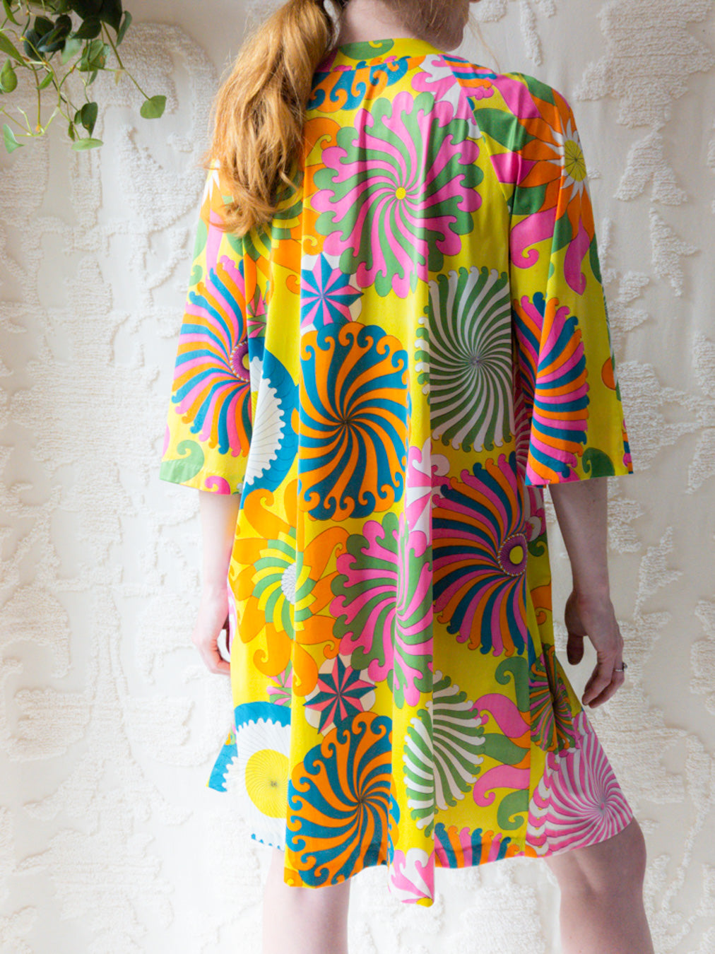 60s Vanity Fair Psychedelic Lounge Dress / S-M