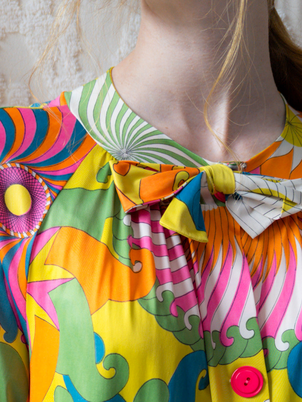 60s Vanity Fair Psychedelic Lounge Dress / S-M