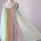 60s Vanity Fair Pastel Rainbow Chiffon Nightgown / S