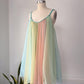 60s Vanity Fair Pastel Rainbow Chiffon Nightgown / S