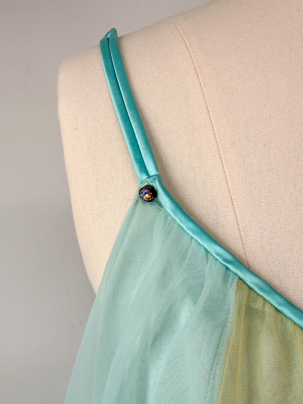 60s Vanity Fair Pastel Rainbow Chiffon Nightgown / S