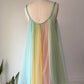 60s Vanity Fair Pastel Rainbow Chiffon Nightgown / S