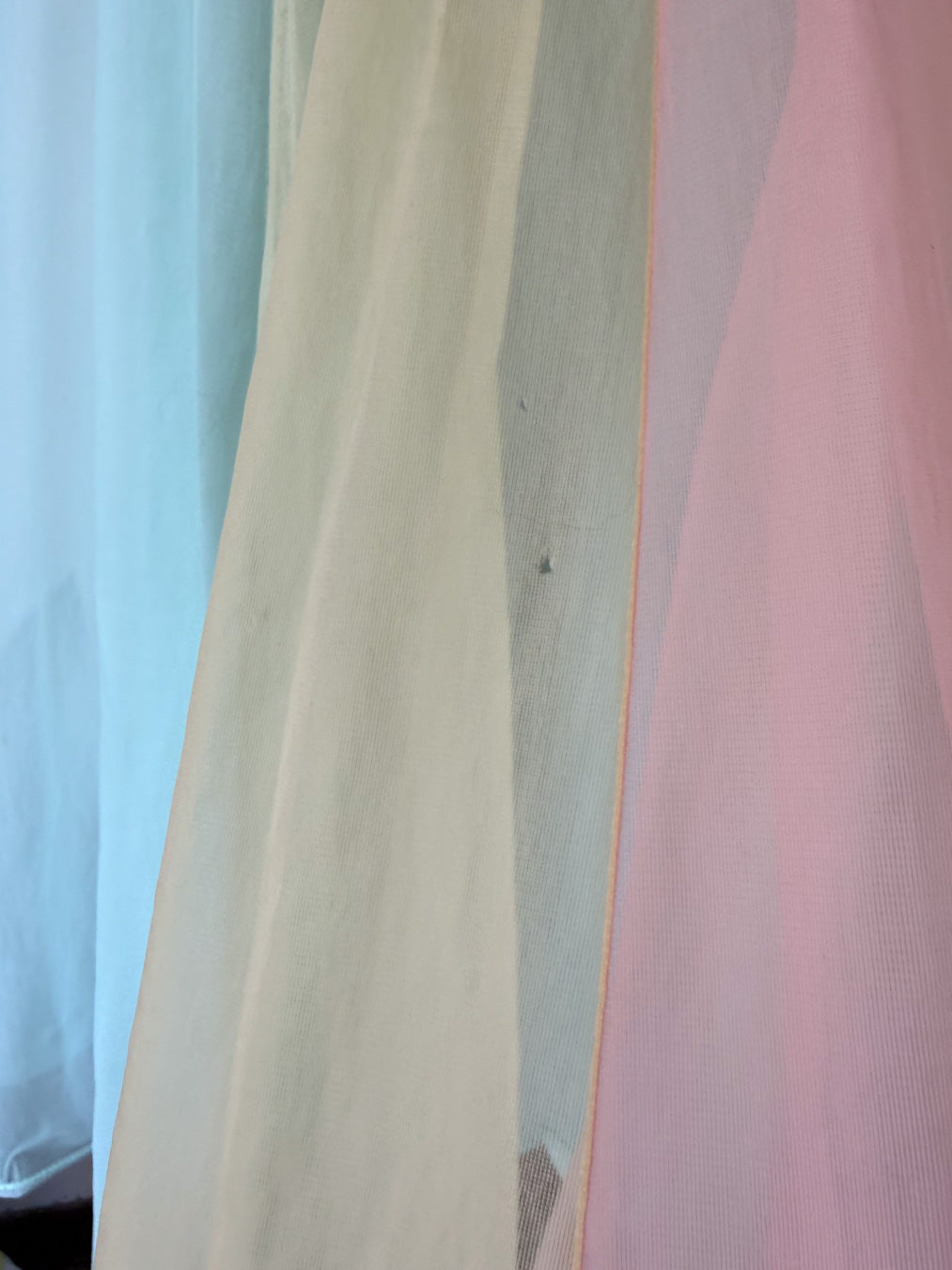 60s Vanity Fair Pastel Rainbow Chiffon Nightgown / S