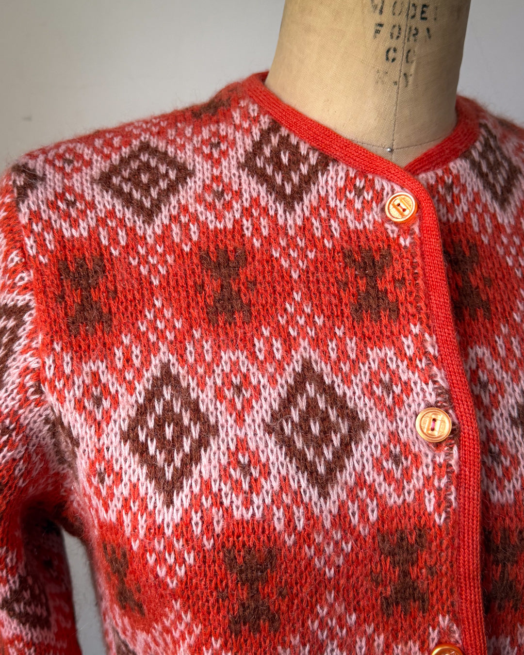 60s Colorful Soft Knit Cardigan / S