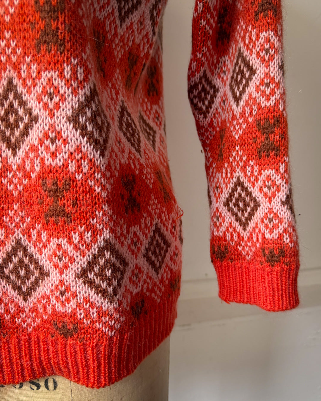 60s Colorful Soft Knit Cardigan / S