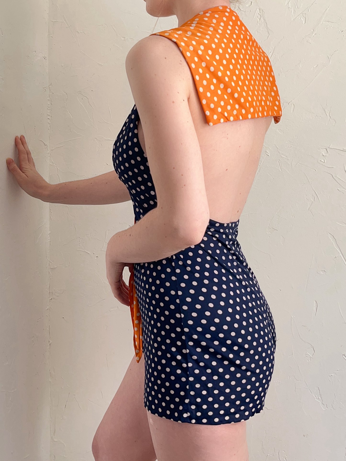 70s Polka Dot Romper / S