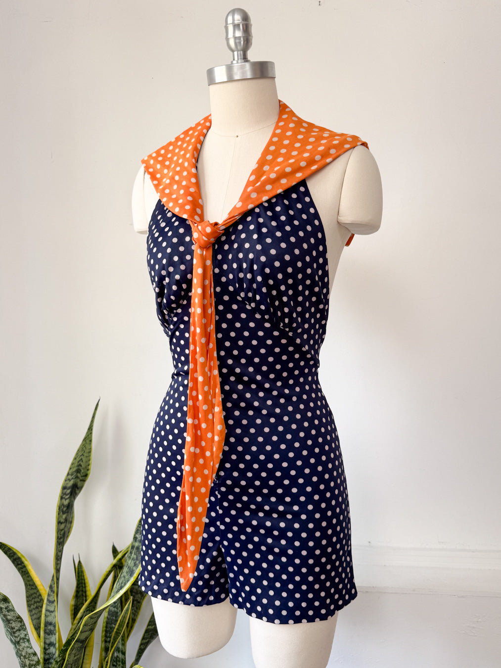 70s Polka Dot Romper / S