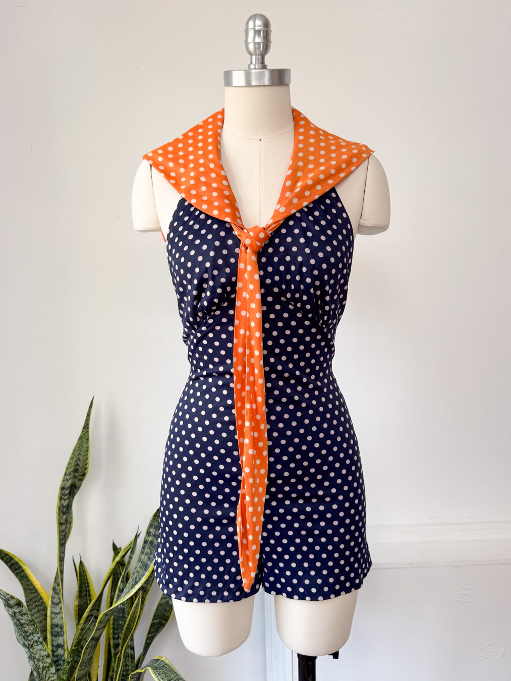 70s Polka Dot Romper / S
