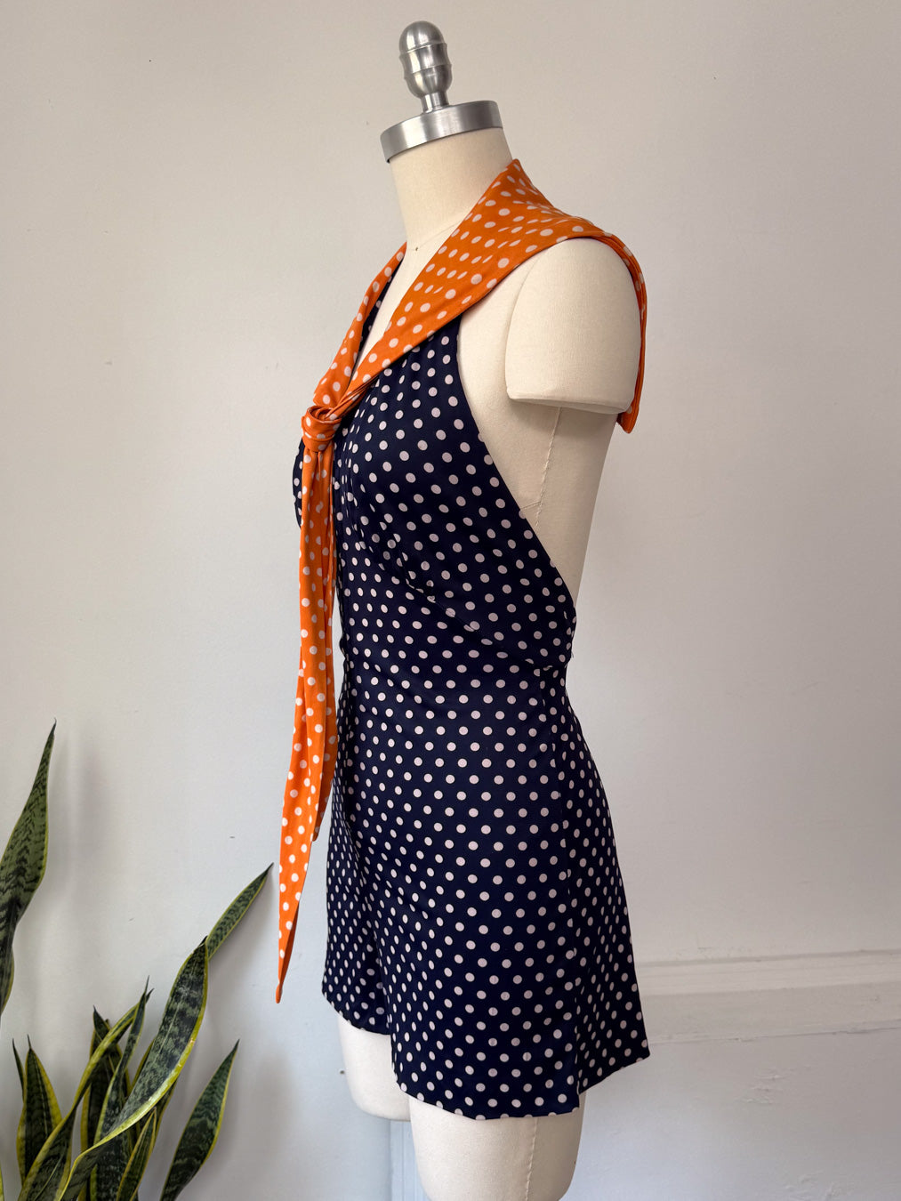 70s Polka Dot Romper / S
