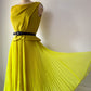 60s Acidic Yellow Pleated Dress / S