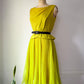 60s Acidic Yellow Pleated Dress / S