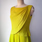 60s Acidic Yellow Pleated Dress / S