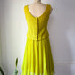 60s Acidic Yellow Pleated Dress / S