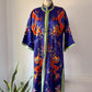 60s Colorful Embroidered Silk Robe / M