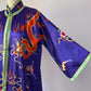 60s Colorful Embroidered Silk Robe / M