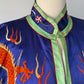 60s Colorful Embroidered Silk Robe / M