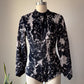60s Fuzzy Gray & Black Print Faux Fur Costume Bodysuit / M
