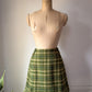 60s Green Plaid Wool Mini Skirt / XS