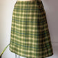 60s Green Plaid Wool Mini Skirt / XS