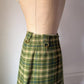 60s Green Plaid Wool Mini Skirt / XS