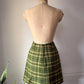 60s Green Plaid Wool Mini Skirt / XS