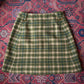 60s Green Plaid Wool Mini Skirt / XS