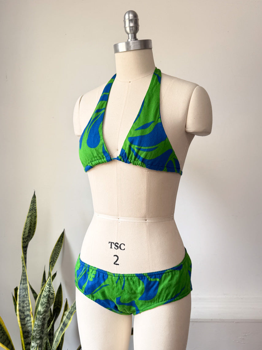 60s Hawaiian Cotton Bikini / XS-S