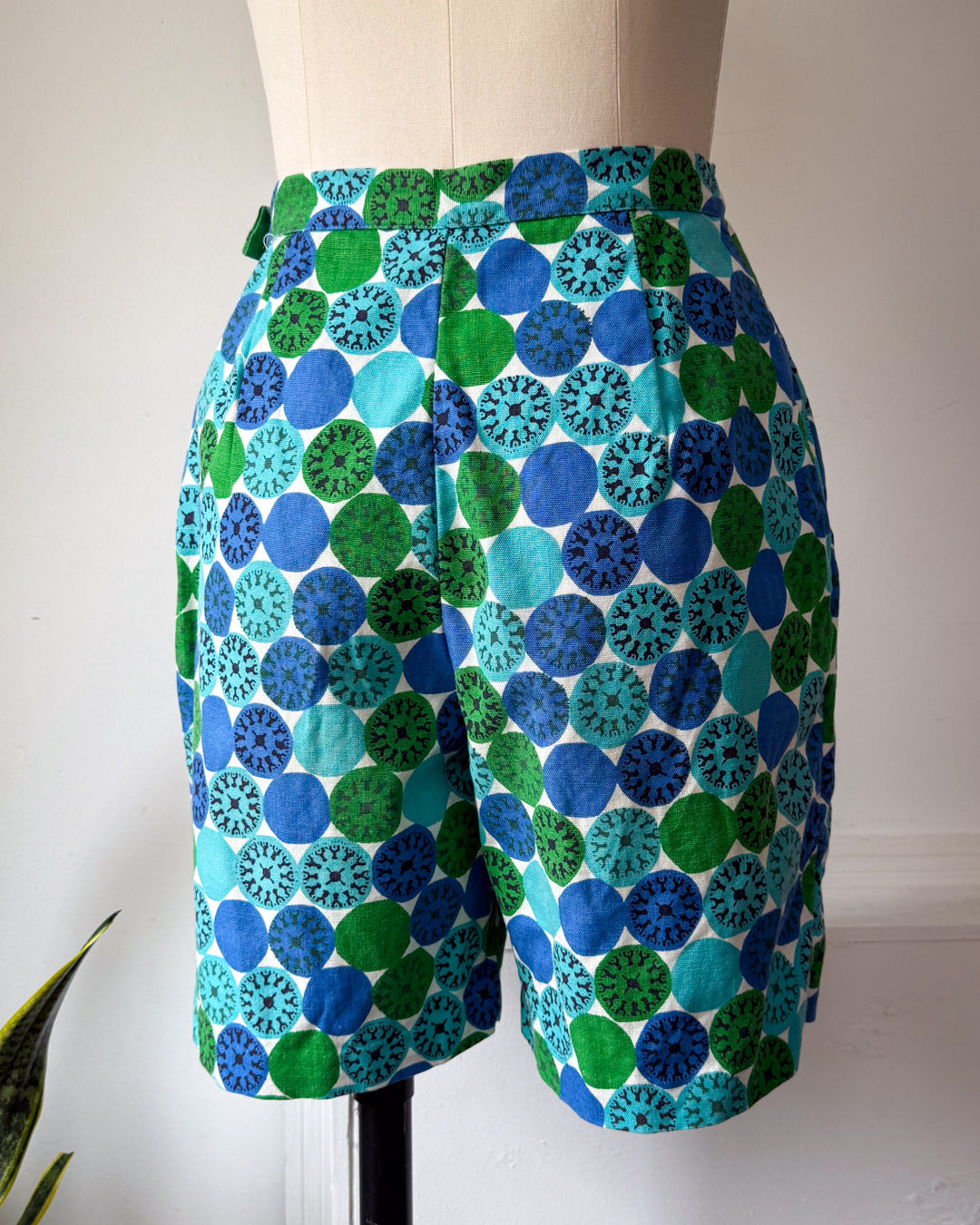 60s Printed Cotton Shorts / S