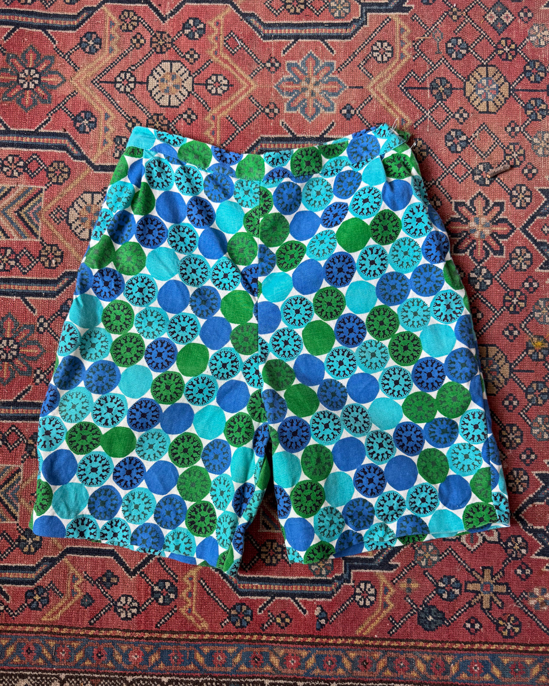 60s Printed Cotton Shorts / S