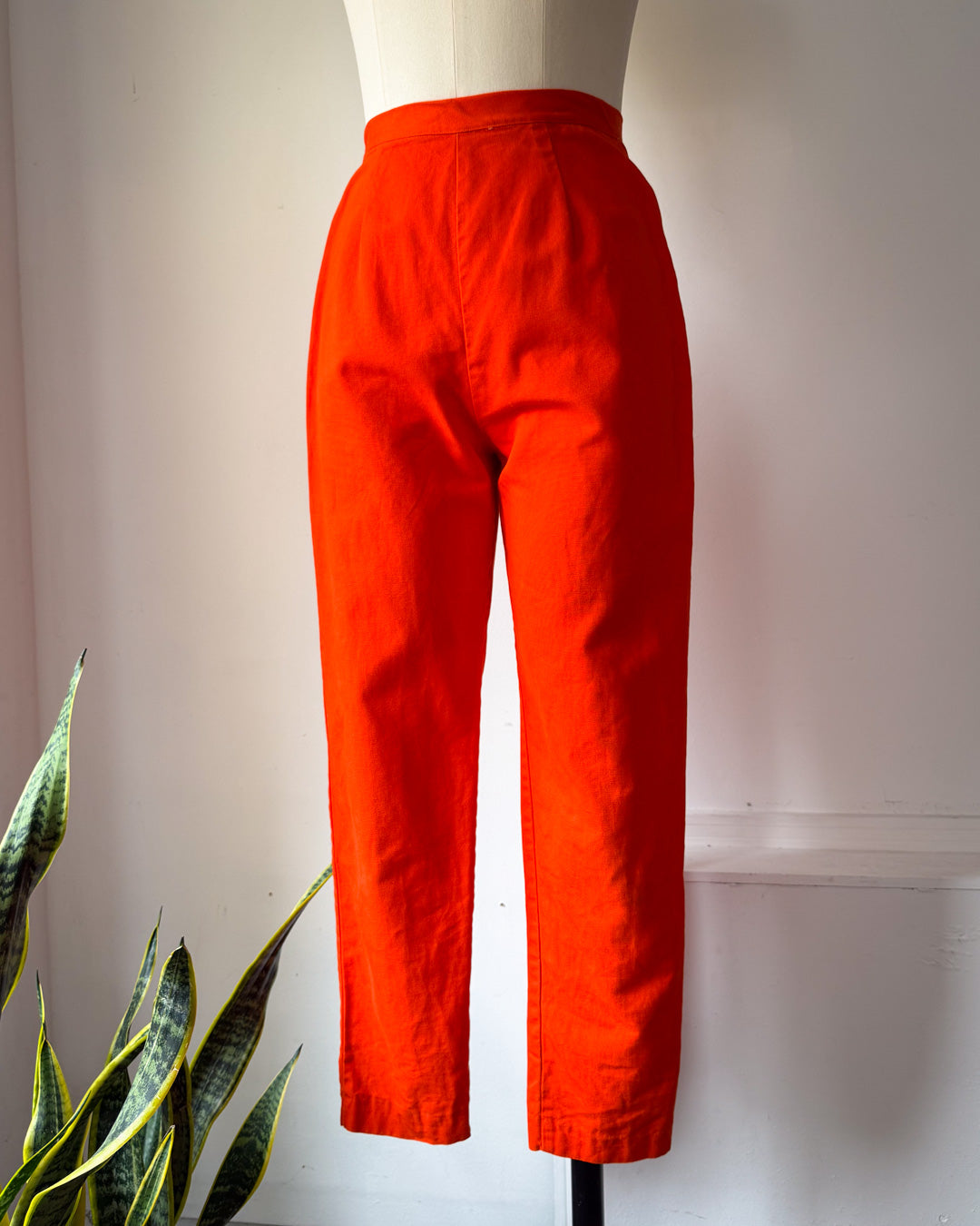 50s Orange Cotton Cigarette Pants / XS