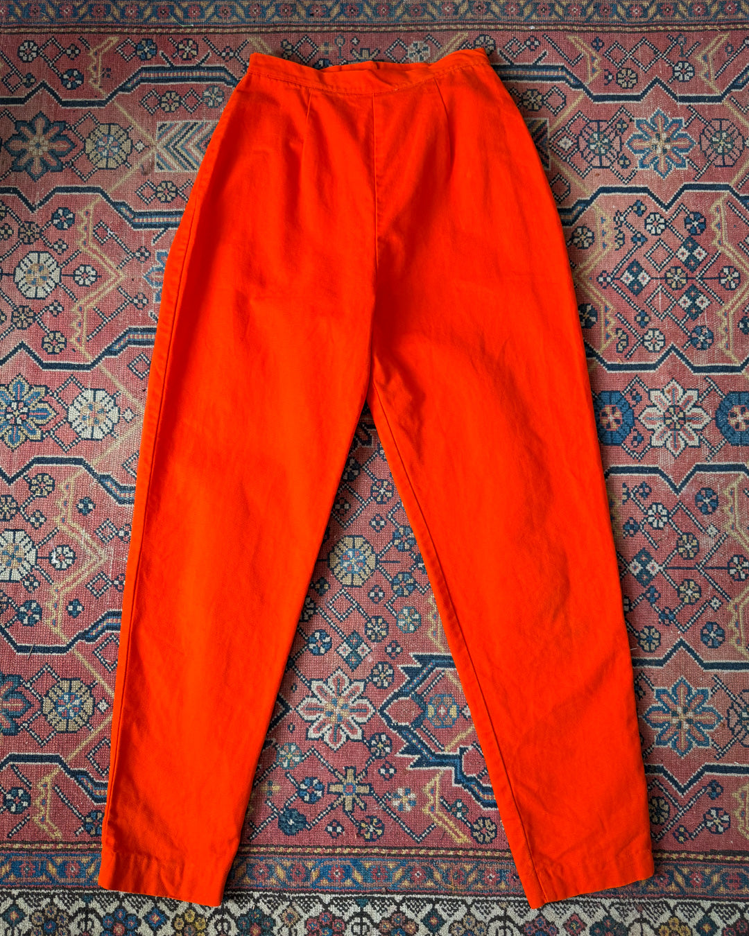 50s Orange Cotton Cigarette Pants / XS