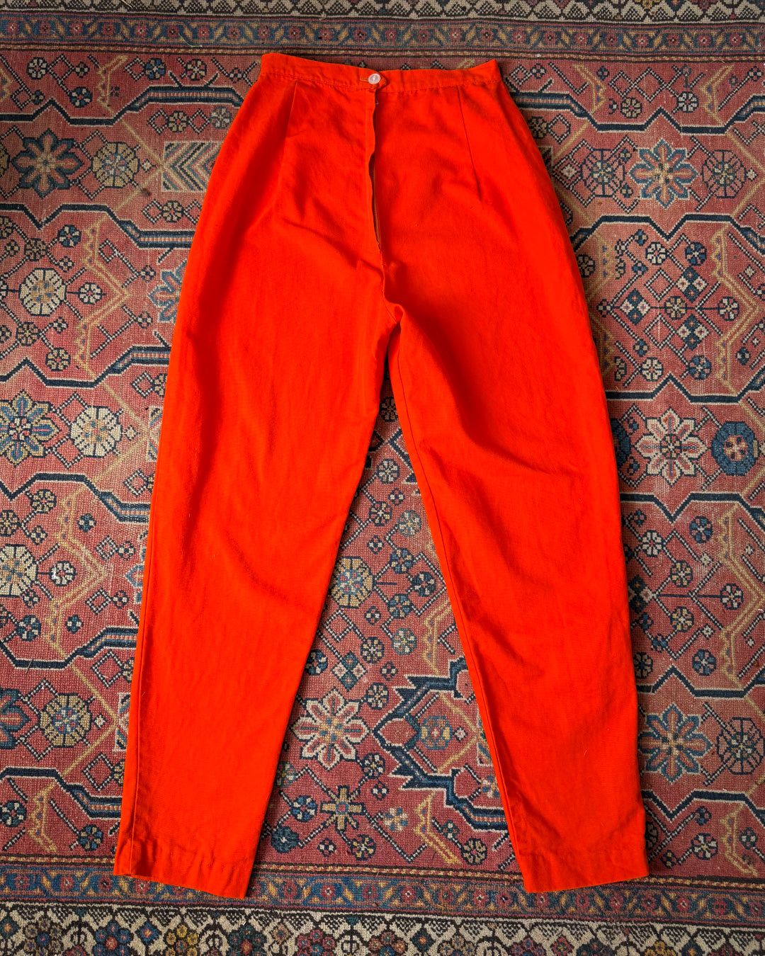 50s Orange Cotton Cigarette Pants / XS