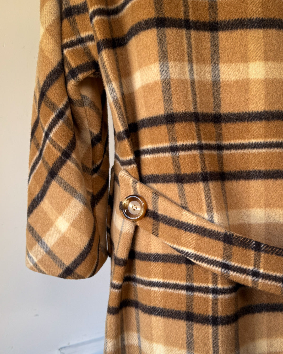 60s I. Magnin Plaid Camel Hair Coat / S-M