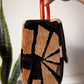 60s Black & Brown Tapestry Lucite Handle Box Bag