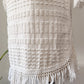 60s Textured Cotton Fringe Dress / M