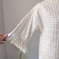 60s Textured Cotton Fringe Dress / M