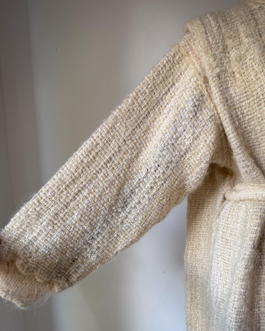 80s Ivory Handwoven Mohair Coat / S-L