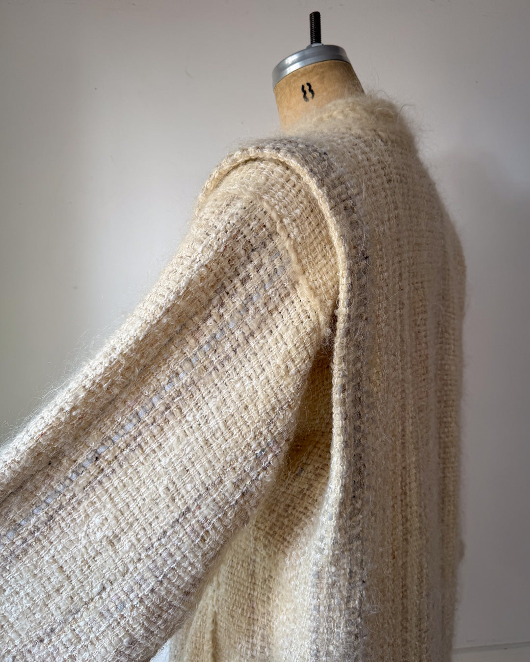 80s Ivory Handwoven Mohair Coat / S-L