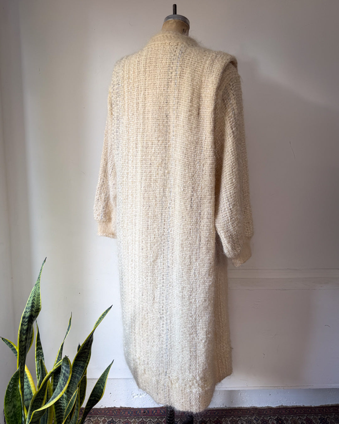 80s Ivory Handwoven Mohair Coat / S-L