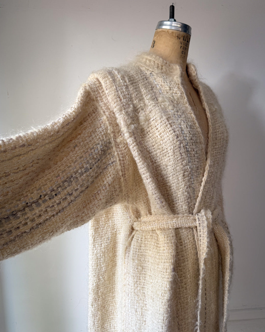 80s Ivory Handwoven Mohair Coat / S-L
