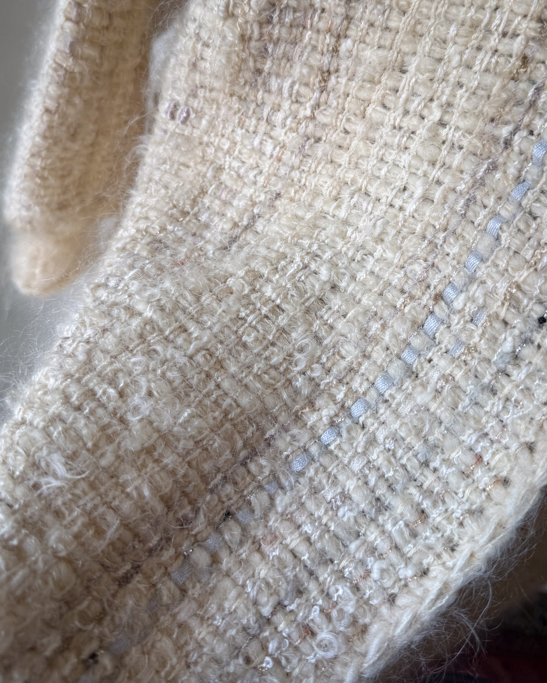80s Ivory Handwoven Mohair Coat / S-L