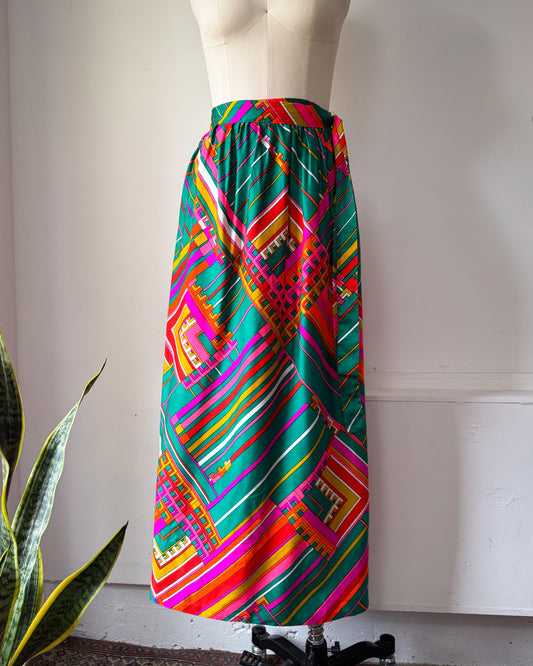 70s Alice Psychedelic Wrap Skirt / S-M